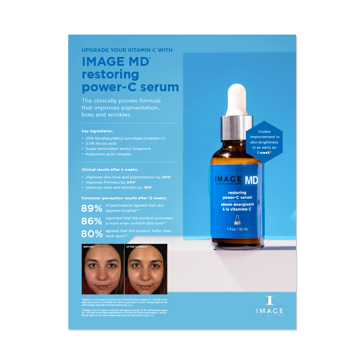 IMAGE MD® restoring power-C serum easel back sign
